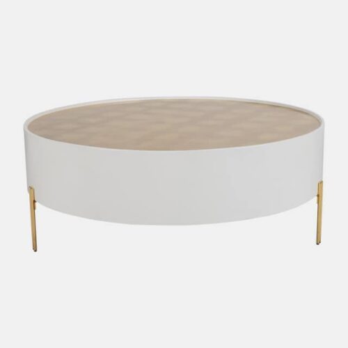 47″ GOLD LEAF TOP COFFEE TABLE, WHITE & GOLD