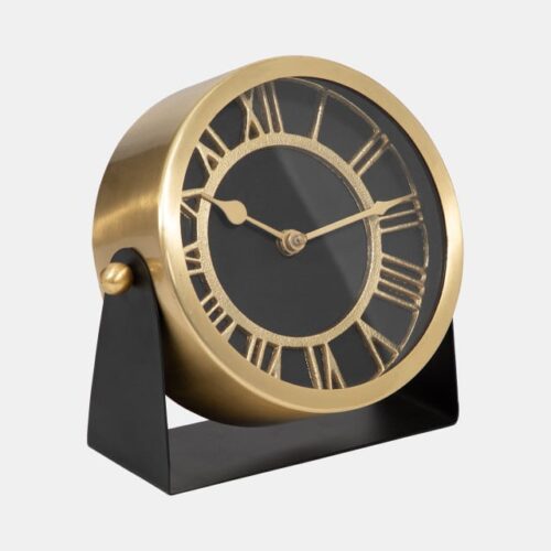 7″ METAL TABLE CLOCK, GOLD&BLACK