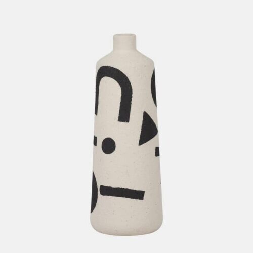 10″ FUNKY VASE, IVORY&BLACK