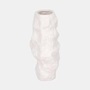 11″ JAGGED TEXTURED VASE, WHITE