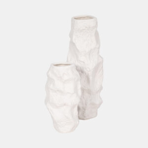 11″ JAGGED TEXTURED VASE, WHITE