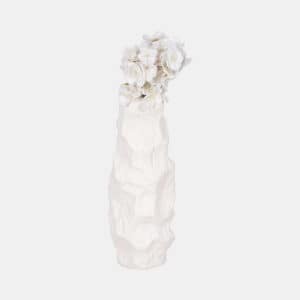 17″ JAGGED TEXTURED VASE, WHITE