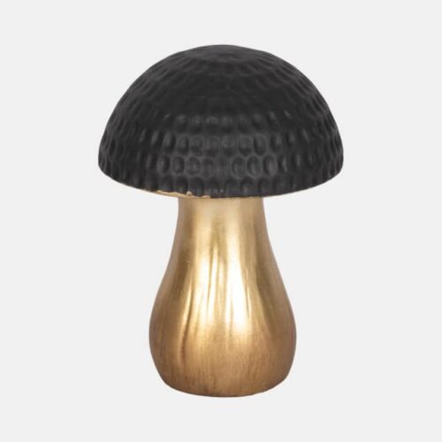 7″ HAMMERED TOP MUSHROOM, BLACK&GOLD