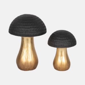 7″ HAMMERED TOP MUSHROOM, BLACK&GOLD