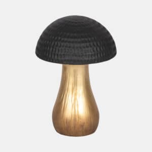 9″ HAMMERED TOP MUSHROOM, BLACK&GOLD