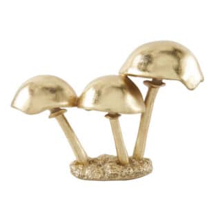 THE NOVOGRATZ GOLD POLYSTONE MUSHROOM METALLIC SCULPTURE WITH TEXTURED BASE