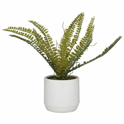 THE NOVOGRATZ GREEN FOLIAGE FERN ARTIFICIAL PLANT WITH REALISTIC LEAVES AND WHITE CERAMIC POT