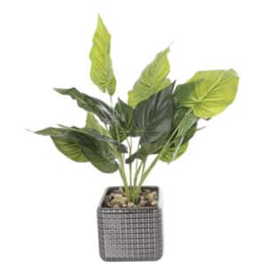 GREEN FAUX FOLIAGE ARTIFICAIL PLANT WITH BLACK CERAMIC POT