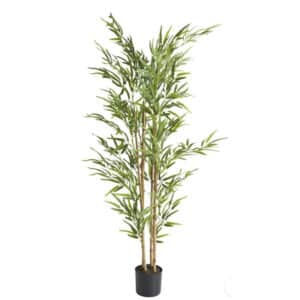 GREEN FAUX FOLIAG BAMBOO TALL ARTIFICIAL TREE WITH BLACK POT