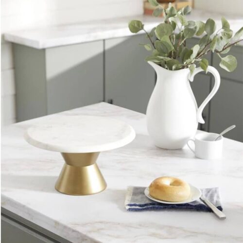 MARBLE CAKE STAND WITH GOLD BASE