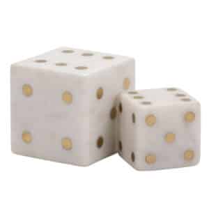 SET OF 2 MISTRY WHITE MARBLE DICE