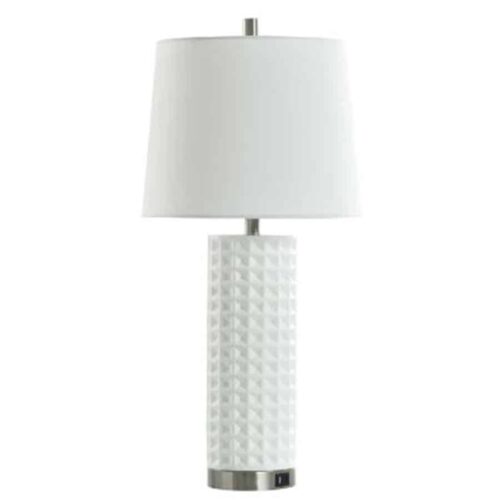 PURE WHITE CAST RESIN TABLE LAMP