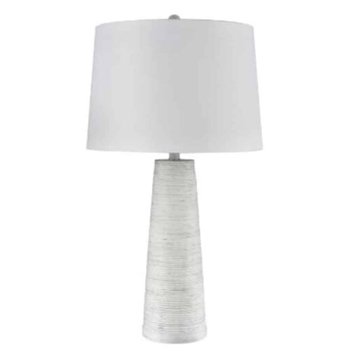 WHITE WASHED CONE TABLE LAMP