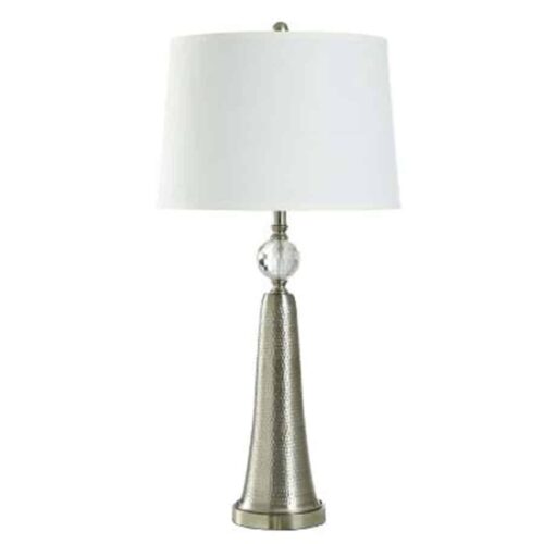 BRUSHED STEEL METAL TABLE LAMP