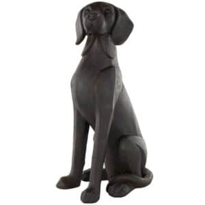 DARK BROWN DOG SITTING SCULPTURE