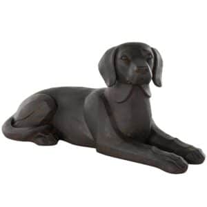 BLACK DOG SITTING SCULPTURE