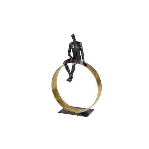 BLACK POLYSTONE PEOPLE DECORATIVE SCULPTURE