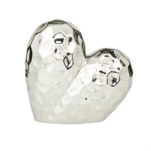 SILVER PORCELAIN CERAMIC HEART SCULPTURE