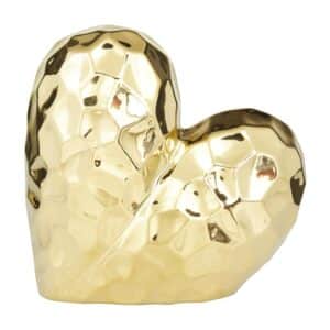 12″ GOLD PORCELAIN CERAMIC HEART SCULPTURE