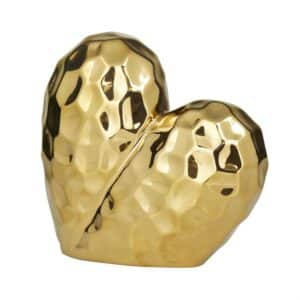 8″ GOLD PORCELAIN CERAMIC HEART SCULPTURE