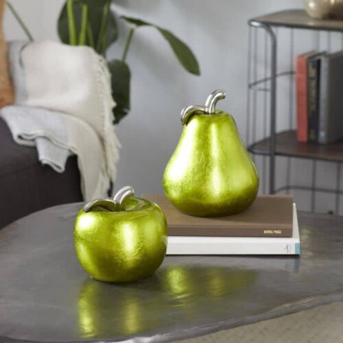 GREEN CERAMIC APPLE SCULPTURE