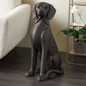 DARK BROWN DOG SITTING SCULPTURE