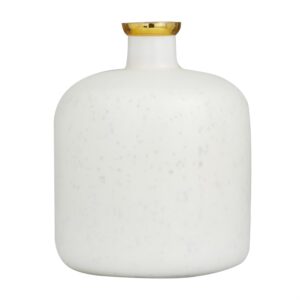 WHITE GLASS DECORATIVE VASE WITH GOLD RIM