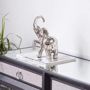 SILVER CERAMIC ELEPHANT SCULPTURE