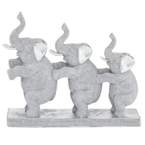 SILVER POLYSTONE ELEPHANT SCULPTURE