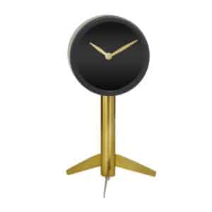 BLACK STAINLESS STEEL DECORATIVE CLOCK WITH GOLD STAND