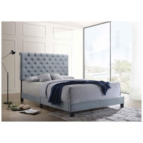 WARNER UPHOLSTERED QUEEN PANEL BED, SLATE BLUE