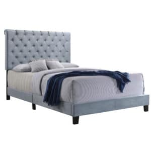 WARNER UPHOLSTERED QUEEN PANEL BED, SLATE BLUE