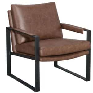 ROSALIND UPHOLSTERED ARCHED ARM ACCENT CHAIR, BROWN