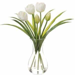 13″ TULIP VASE, WHITE