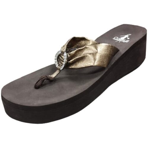 MADAMOISELLE-BRONZE FLIP FLOPS, Size 9