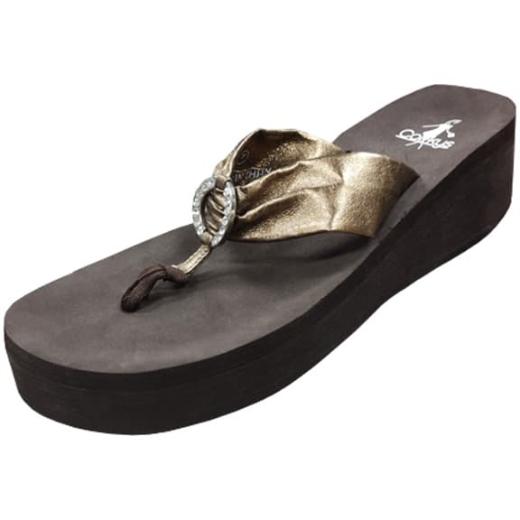 MADAMOISELLE-BRONZE FLIP FLOPS, Size 9