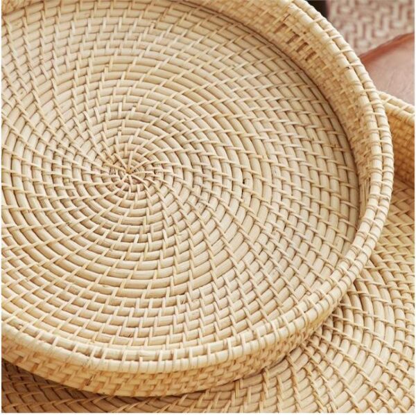 NATURAL ROUND RATTAN TRAY, 16" - Image 2