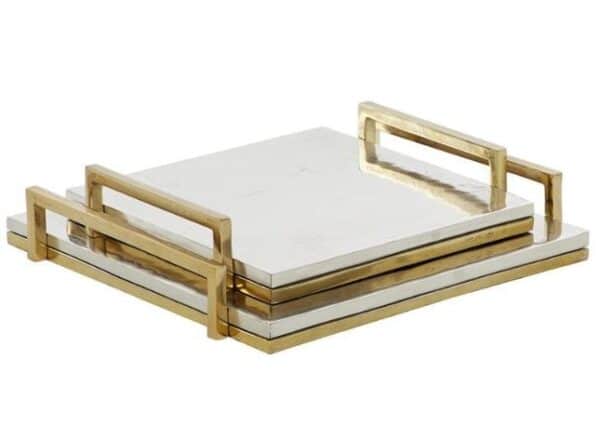 VENUS WILLIAMS COLLECTION - MIXED METAL ALUMINUM TRAY, 13" - Image 2