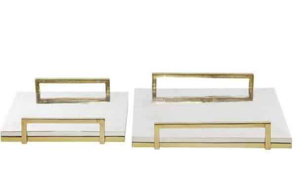 VENUS WILLIAMS COLLECTION - MIXED METAL ALUMINUM TRAY, 13" - Image 3
