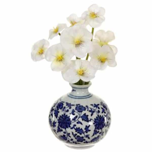 6.5" WHITE PANSY IN CERAMIC VASE