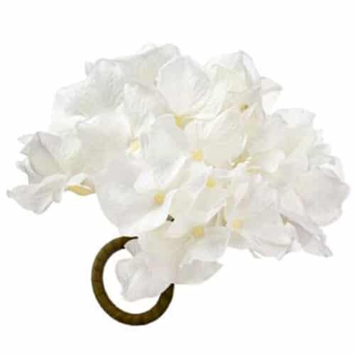 7″  WHITE HYDRANGEA NAPKIN RING