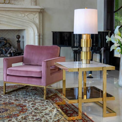 MARBLE AND GLASS SIDE TABLE