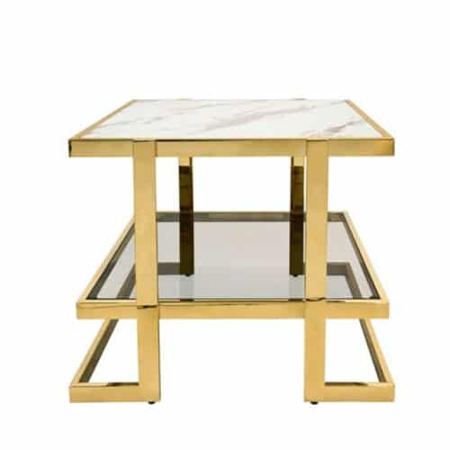 MARBLE AND GLASS SIDE TABLE