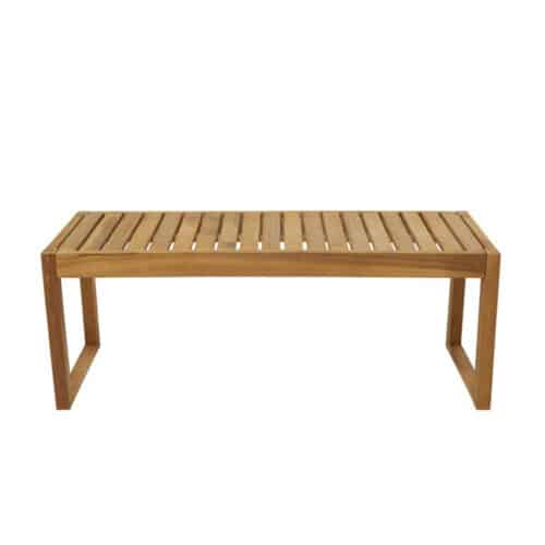 BROWN TEAK WOOD CONTEMPORARY OUTDOOR ACCENT TABLE