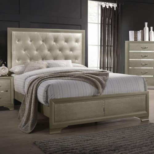 BEAUMONT WOOD EASTERN KING PANEL BED, CHAMPAGNE