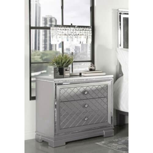 ELEANOR 2 DRAWER METALLIC MERCURY NIGHTSTAND