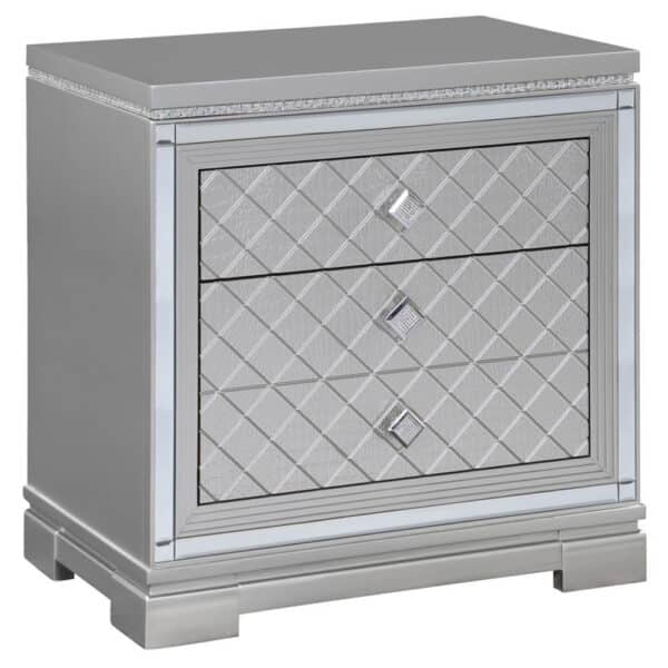 ELEANOR 2 DRAWER METALLIC MERCURY NIGHTSTAND