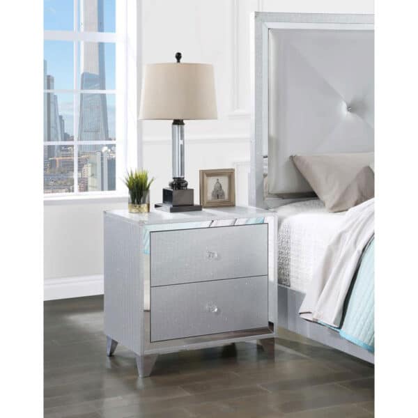 LARUE 2-DRAWER SILVER NIGHTSTAND - Image 2