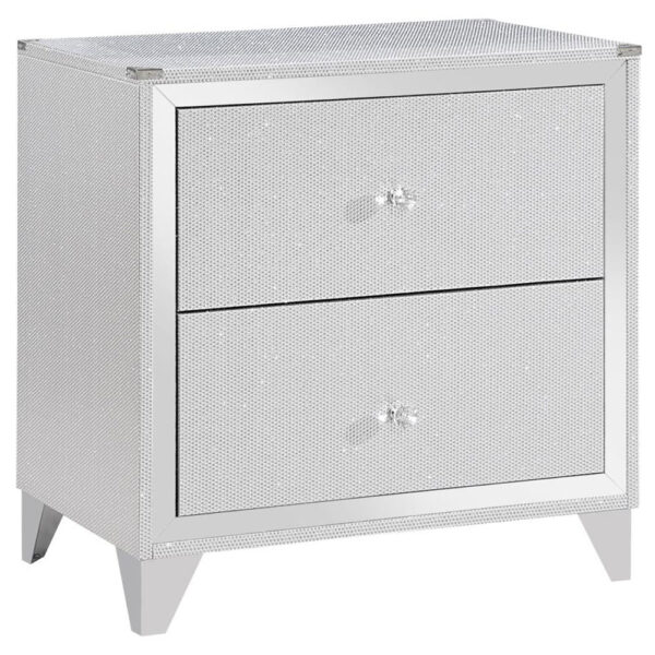 LARUE 2-DRAWER SILVER NIGHTSTAND