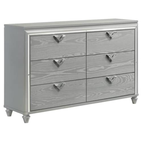 VERONICA 6 DRAWER LIGHT SILVER DRESSER